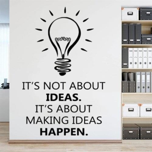 Office Wall Art Sticker Idea Inspiration Quote Light Bulb Business Success Work Office Decor Motivation Vinyl Decal Mural DW6350