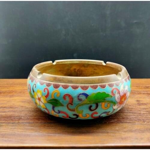 Qianlong Copper Brass Colorful Ashtray Windproof Cigarette Ashtray For Lndoor Outdoor Use Ash Holder For Smokers Desktop Smoking
