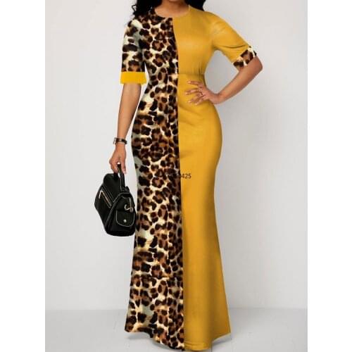 African Design Dashiki Dress Print Leopard Muslim Abaya Bazin Robe Gowns Africa Long Maxi Dresses Riche Lady Traditional Islamic