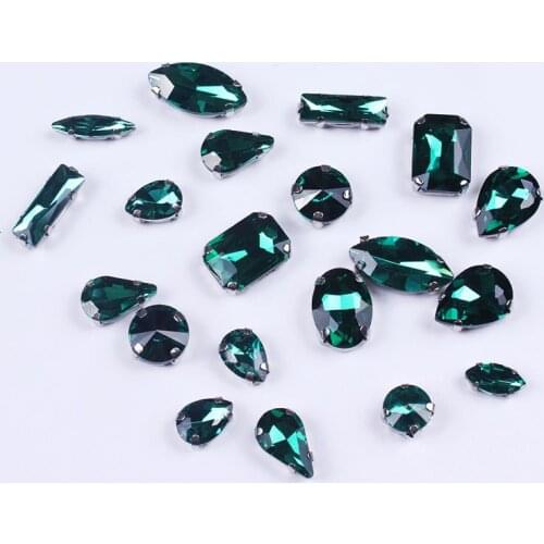 Pulaqi Hole Green Rhinestones Sewn 20 PCS Mixed Shapes Applique Glue On Crystals Rhinestone Thermomix Iron On Rhinestones Crafts