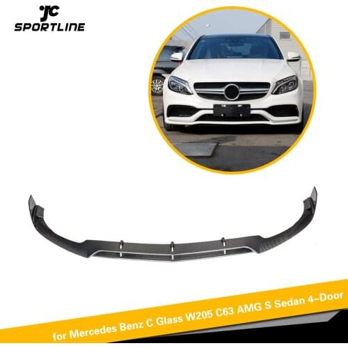 Carbon Fiber Front Bumper Lip Splitters Spoiler For Mercedes-Benz C Class W205 C63 AMG S 4 Door Sedan 2015 - 2018