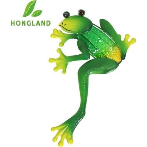 Garden Decoration Metal Green Frog Outdoor Wall Decoration for Home and Garden Miniatures Statues Sculptures Outdoor Fairy