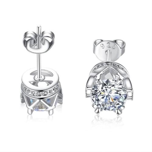 KOFSAC New Fashion Sterling Silver 925 Earrings For Women Elegant Cute Crown Small Stud Earring Jewelry Valentines Day Gifts