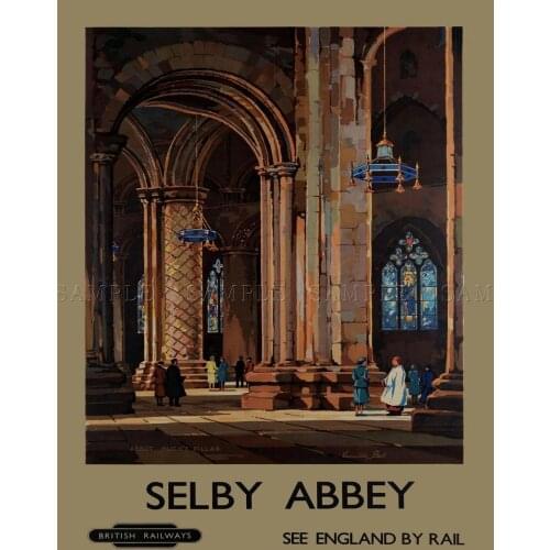 TRAVEL TOURISM TRANSPORT SELBY ABBEY INTERIOR ENGLAND Art print Silk poster Home Wall Decor