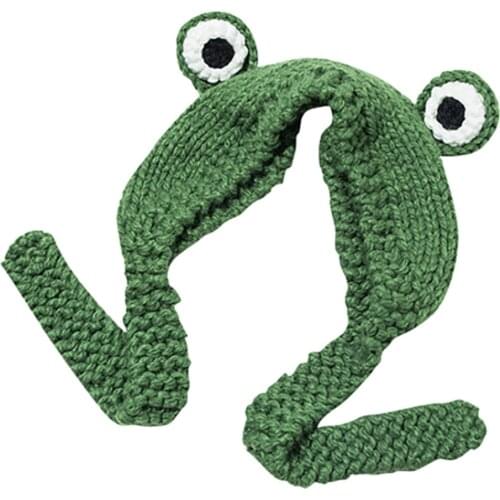 Frog Hat Crochet Knitted Hat Outdoors Autumn Big Eye Frog Knitted Winter Cute Ear Protective Hats Knitted Caps, Frog Scarf Cap