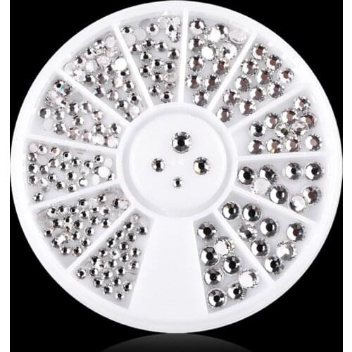 1 Box Crystal Clear Nail Rhinestone Wheel Mix Sizes Flatback Glitter Nail Stones Gems DIY Charm Nail Sticker Decorations