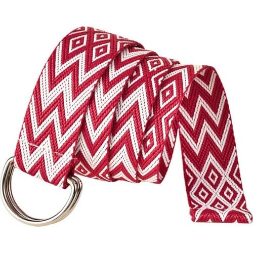 Students Canvas Belt Patchwork Color Canvas Double Ring Buckle Unisex Belts Casual Sports All-Match Women Belt Training Men Belt