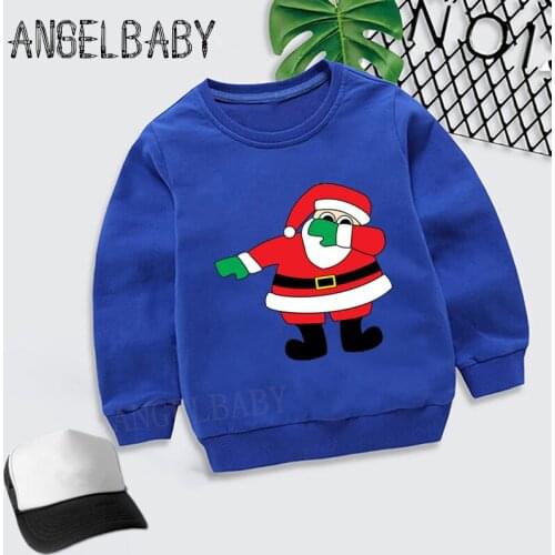 Boys Girls Sweatshirt Kids Merry Christmas Dabbing Santa Pattern Hoodies Children Autumn Tops Baby Cotton Clothes,KYT5112