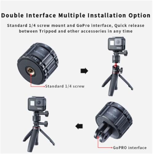 Ulanzi GP-4 Mount Base GoPro and 1/4''Quick Release Magnetic Tripod Mount Base Adapter for GoPro Max/8/7/6/5/4/3 Accessories