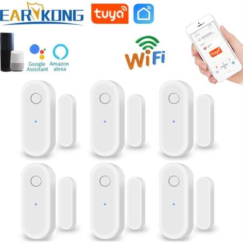 WiFi Door Sensor Tuya Smart Door Open / Closed Detectors Wifi Home Alarm Compatible With Alexa Google Home Tuya APP