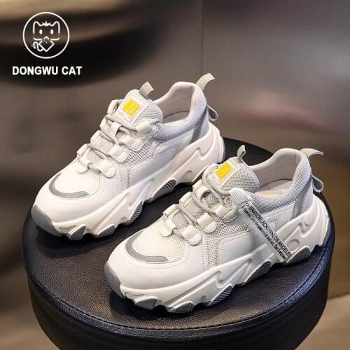 2021spring Breathing Leisure Female Vulcanize Shoes Sneakers Women Thick Bottom Daddy Shoe Thick Bottom Round Toe Sneakers Shoes