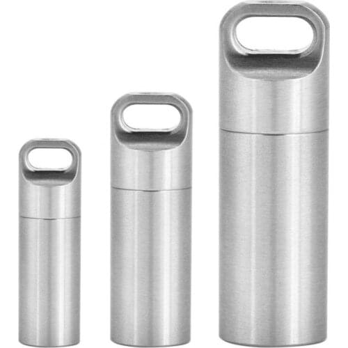 Waterproof Sealing Outdoor EDC Bottle Stainless Steel Pill Bottle Medicine Container Holder for Outdoor Camping Hiking