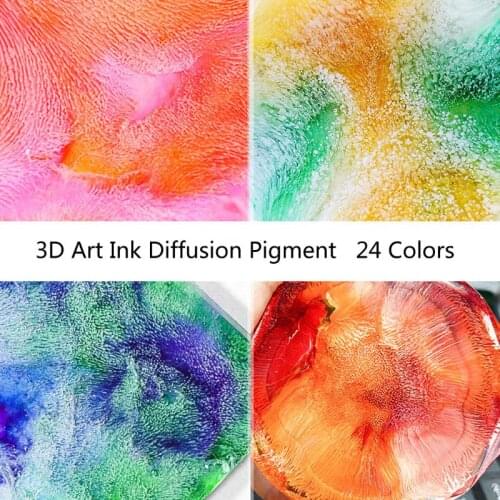 W3JD 24 Colors 10ML Art Ink Alcohol Resin Pigment Kit Liquid Resin Colorant Dye Ink Diffusion UV Epoxy Resin Jewelry Making