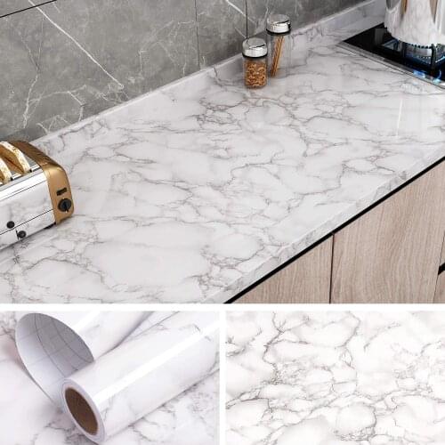 WOKHOME Grey Marble Vinyl Self-adhesive Wallpaper for Walls In Rolls Contact Paper for Cabinets Kitchen Wall Papers Home Decor