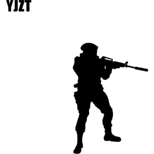 YJZT 8.3*12.1CM Strong Bold Brave Warrior Soldier Covering The Body Fashion Car Sticker Decal Black/Silver Vinyl C20-1657