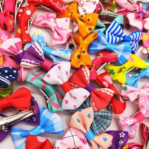 KA0015 10PCS Pet Puppy Small Dog Clip Hair Flower Bows Pet Hair Accessories Dog Bowknot Hairpin Band Decoration Poodle