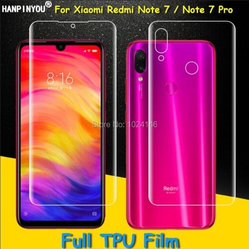 Front / Back Full Coverage Clear Soft TPU Film Screen Protector For Xiaomi Redmi Note 7 Pro Cover Curved Parts (Not Glass)