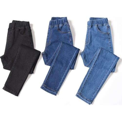 Women Black Blue Pocket Mom Jeans Skinny Stretch Denim Pants Womens Elastic High Waist Skinny Jeans Plus Size 5Xl 6Xl Fashion