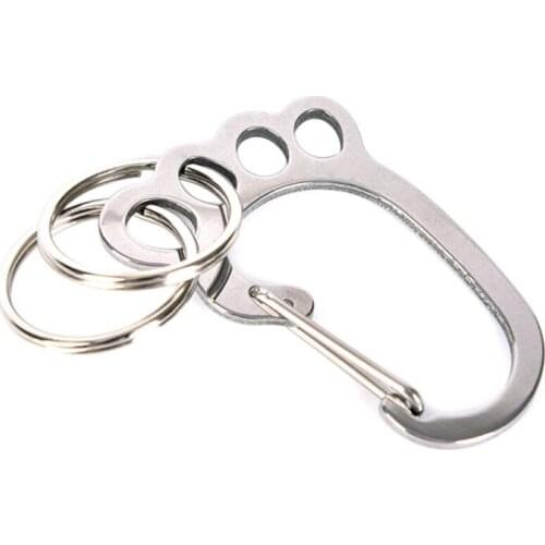 1Pc Novelty Stainless Steel Small Foot Shape Keychain With Cute Ring Outdoor Camping Buckle Carabiner Key Holder NEW 2021