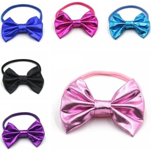10pcs/lot New Arrival Metail 4'' Bow with Nylon Headband Elastic Hair Accessory Bow Headwear for Children Headwrap