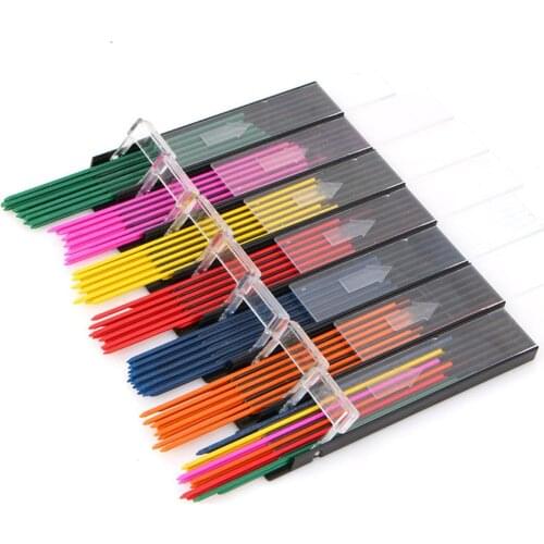 12pcs 2.0MM Color Lead Pencil Automatic Pencil Drawing Lead Red Blue Kawaii Stationery Office Supplies Drawing Pencil Set