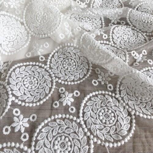 125*100cm ivory Wedding bridal Dress Applique DIY Bridal Headdress scarf veil Embroidered Lace Fabric Patch curtain table cover