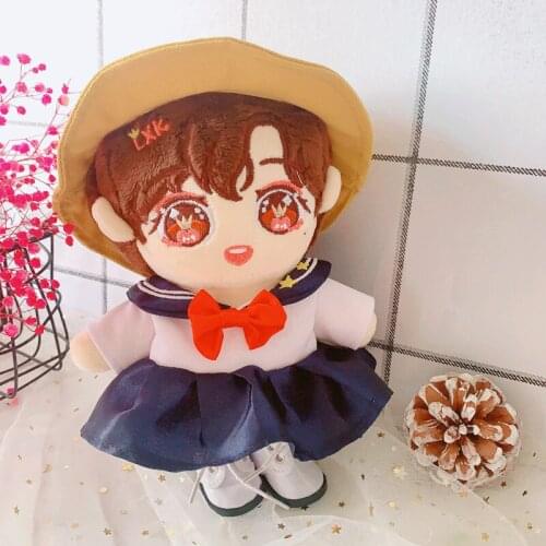 20CM Star EXO Doll Baby Clothing Dress Fisherman hat set Dolls Clothes Accessories toys Gift