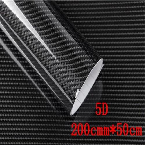 5pcs/lot DIY 50cmx200cm Car Sticker 5D High Glossy Carbon Fiber Roll Film Vinyl Wrap Decals Waterproof Decorative Stickers