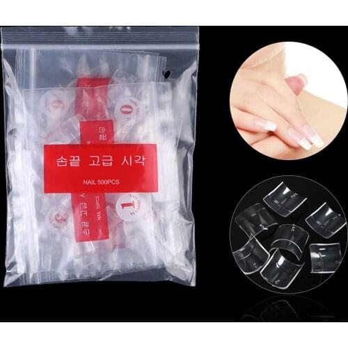 500 pieces half cover short length square nail tips 500 Pieces 10 Sizes Short Square Normal Clear Transparent False Nail Tips