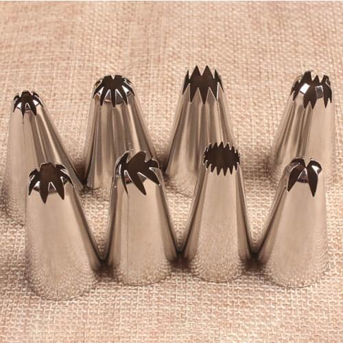 8Pcs/Set 304 Stainless Steel Cookies Supplies Fondant Decor Kitchen Gadgets Pastry Nozzle Multi Purpose Silver