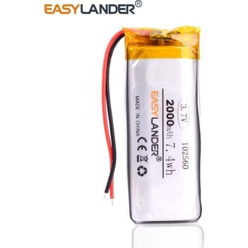 102560 3.7V 2000mAh lithium polymer battery FOR interphone GPS DVR vehicle traveling recorder Bluetooth Speaker Sex toys 112560