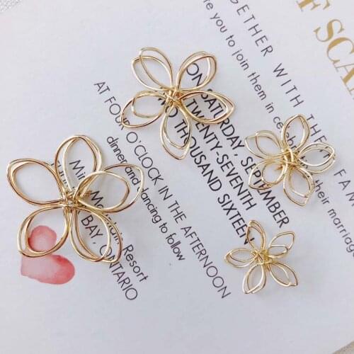 DIY Jewelry Accessories material Gold Silver Hollow Out Waves Crochet Flower Charms Fit Fashion Earring Necklace 40pcs 15mm 20mm
