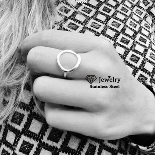 CC Rings For Women Girls Stainless Steel Fashion Jewelry Classical Round Shape Dainty jewellery Office Caerer Wholesale YBK18099