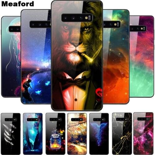 Tempered Glass Case For Coque Samsung S10 Plus Cover Soft Bumper 3D Printing Funda For Samsung Galaxy S10 S10Plus Phone Case
