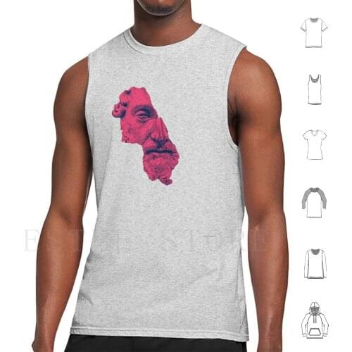 Marcus Aurelius Antoninus Augustus / Prussian Blue / Vivid Red Tank Tops Vest Portrait Face Sketch Ink Pen Lines Marcus