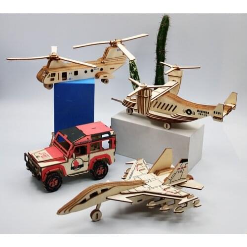 FEOOE Wooden DIY Jigsaw Puzzle Adult Manual Jigsaw Puzzle Airplane Car Model Childrens Educational Toys Kids Learning Toys WL
