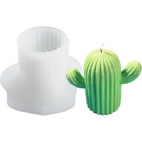 E7CB DIY Crafts Cactus Candles Epoxy Resin Mold Cute 3D Clay Soap Wax Silicone Mould