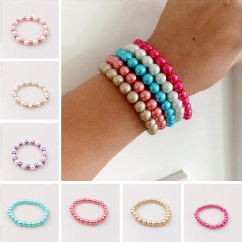 8MM Colorful Craft Pearl Beads Elastic Bracelet for girl women