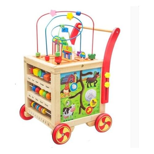 Walkers Activity & Gear kids walker infants 's walker wooden baby walker Puzzle Round Beads learning toys para bebe chodzik sale