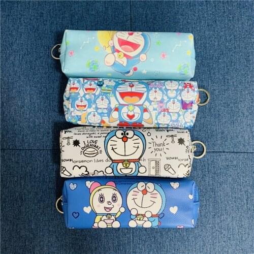 IVYYE 1PCS Blue Doraemon Anime Cosmetics Bags PU Zipper School Pencil Case Storage Pen Bag Stationery New