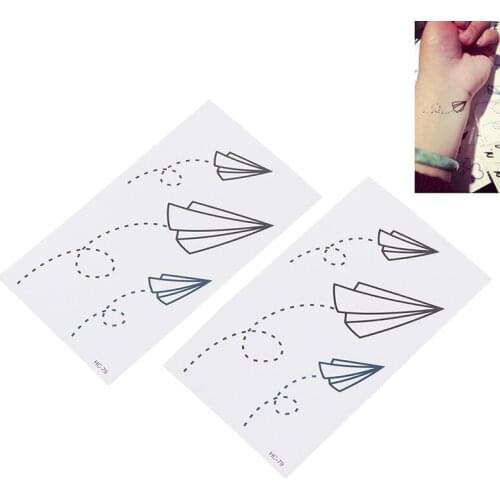 Classic Paper Plane StickerF ake Tattoo Tatuajes Hand Tatouage Body Waterproof Temporary Tattoo Sticker Small Taty 2/4/6/8pcs