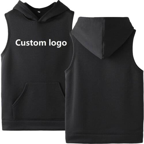 Sleeveless Hoodies Anime Men Women Harajuku Hip Hop Fleece Warm Cotton Sweatshirt Custom logo Text Photo Hoodies Dropshipping