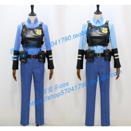 Rabbit Judy Policeman Suit Party Adult Halloween Christmas Carnival Blue Uniform Suit Officer Police Outfit Cosplay Costume