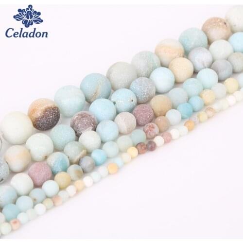 4mm 6mm 8mm 10mm 12mm Matt Natural Amazonite stone beads Bracelet Necklace Forest Loose Round beads For jewelry Making