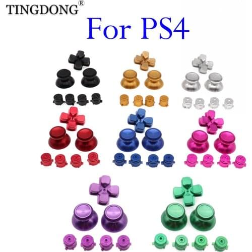 Metal Analog Joystick ThumbStick Grip Caps+Dpad Action D-Pad Buttons for Sony Playstation Dualshock 4 PS4 DS4 Gamepad Controller