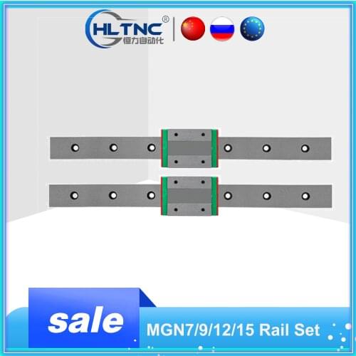 MGN9 MGN7 MGN12 MGN15 Miniature Linear Rail Slide 100-1000mm 2PCS MGN12 Linear Guide+2PCS MGN12H/MGN12C Carriage CNC 3D Printer