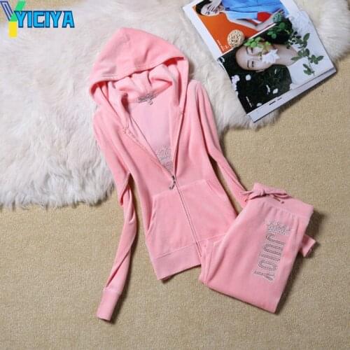 Fashion Casual Letter Printing Fabric Tracksuits Velour Suit Velvet Zipper Sweatshirt Tops And Sweat Pant Set Pink Velvet Suit