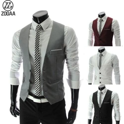 ZOGAA Korean Fashion Metrosexual Men Slim V-Neck Collar Vest