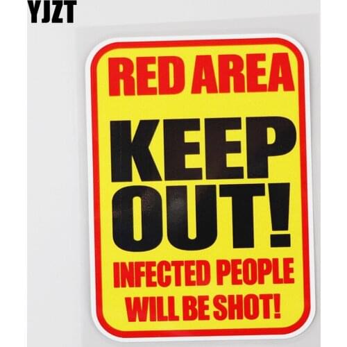 YJZT 9.2CM×12.7CM Warning Zombie Read This Keep Out Decal PVC Car Sticker 12C-0353