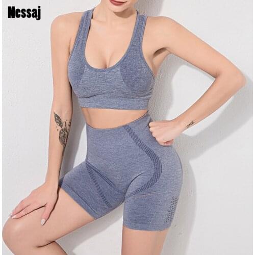 Nessaj Seamless Fitness Sport Suit Women High Stretchy Workout Sport Set Push Up Beauty Back Sports Bra High Waist Sport Legging